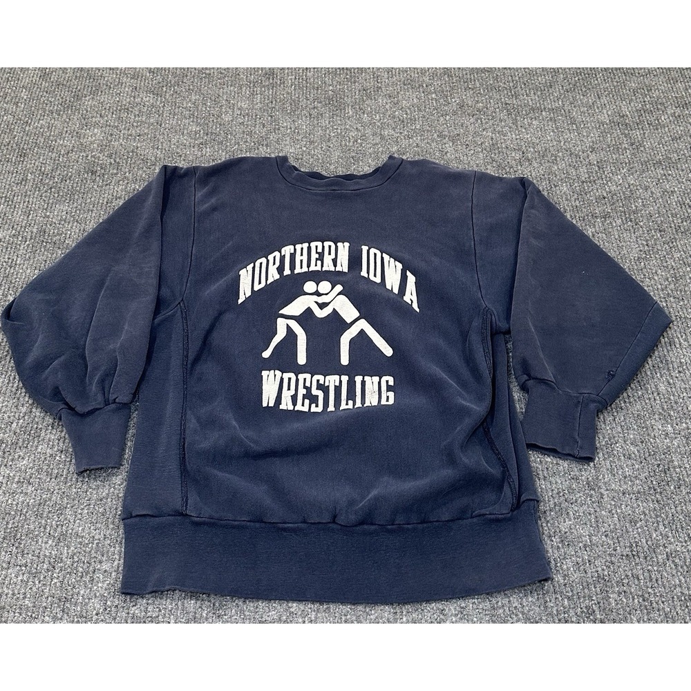 Vtg 80s Rare Champion Reverse Weave Northern Iowa Wrestling crewneck